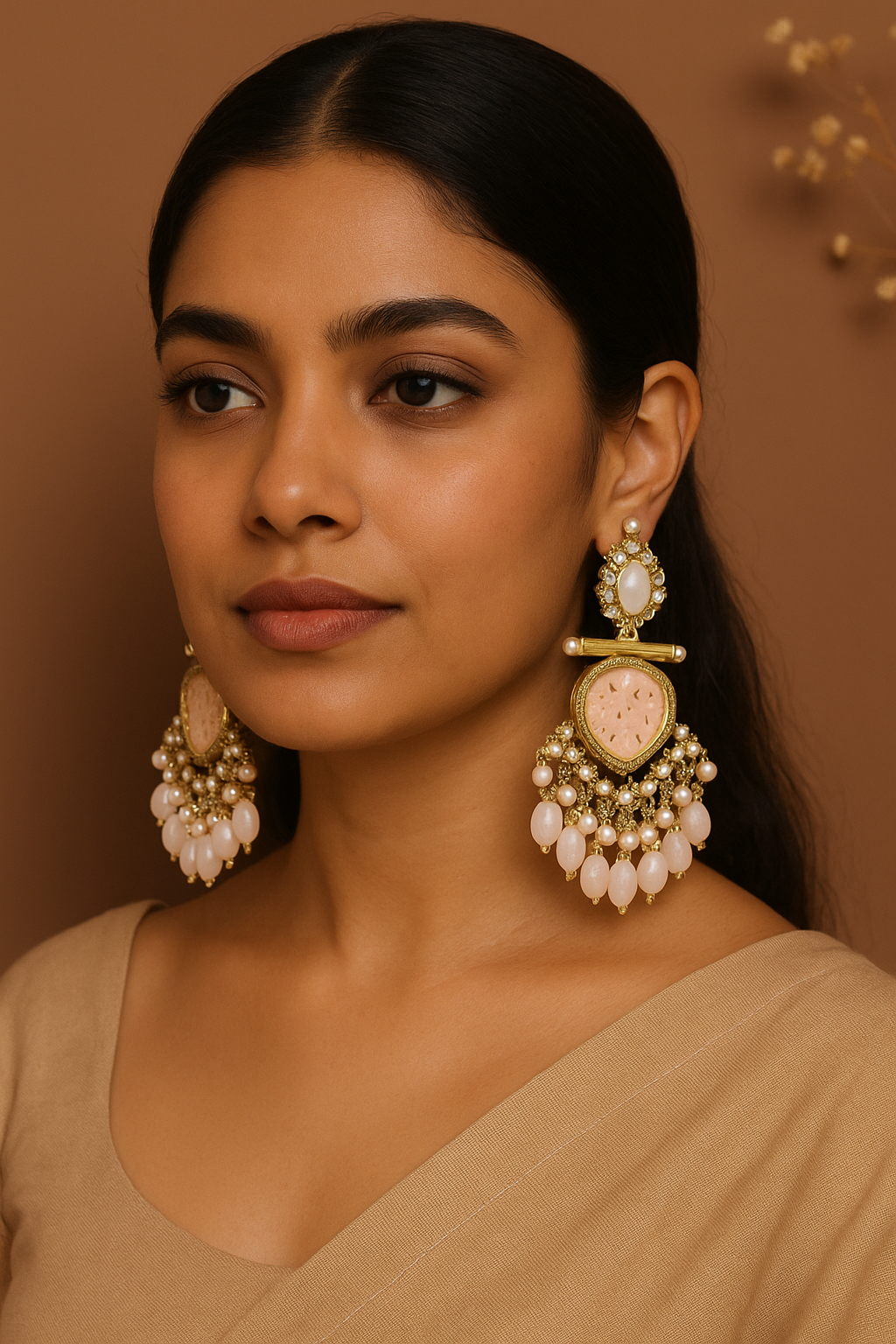 Blush Pearl Chandbali - Image 2