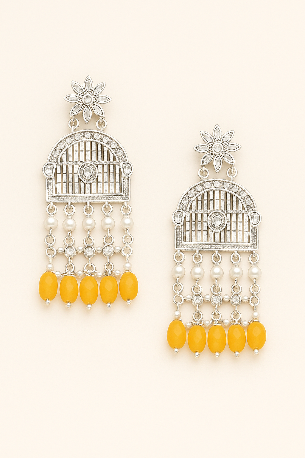 Silver Mustard Jhumka