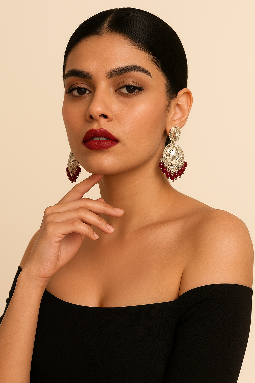 Silver Mirror Danglers - Image 2