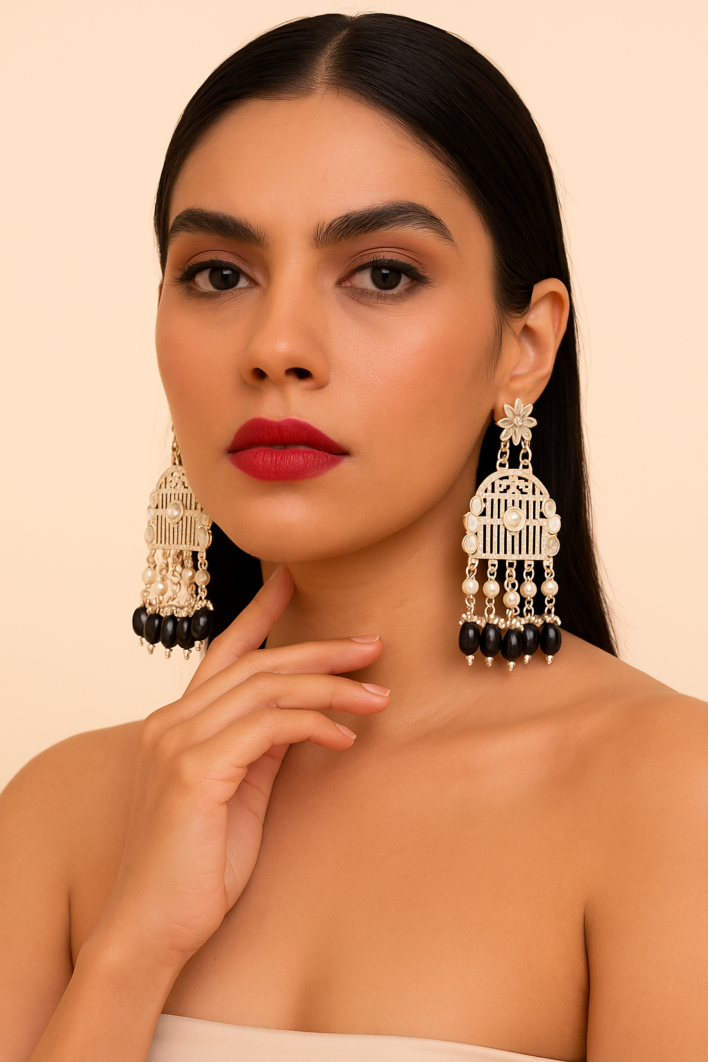 Silver Pearl Jhumka - Image 2