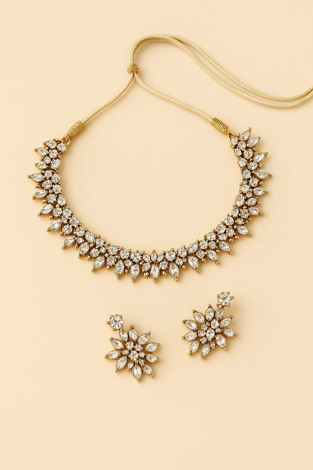 Floral Diamond Necklace Set