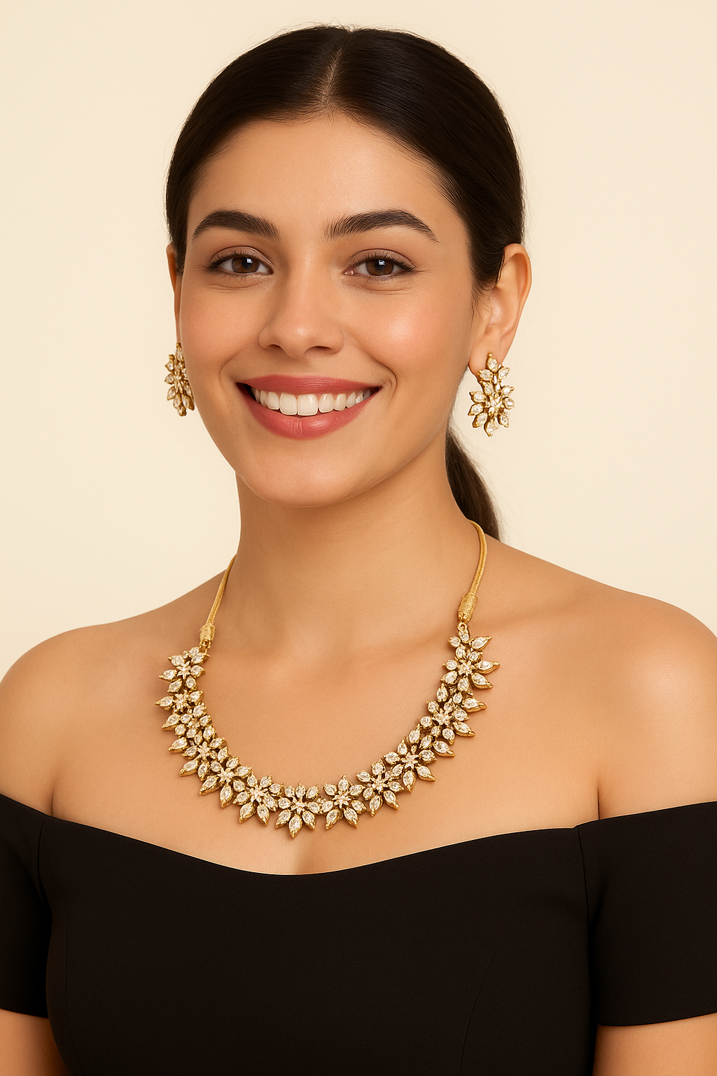 Floral Diamond Necklace Set - Image 2