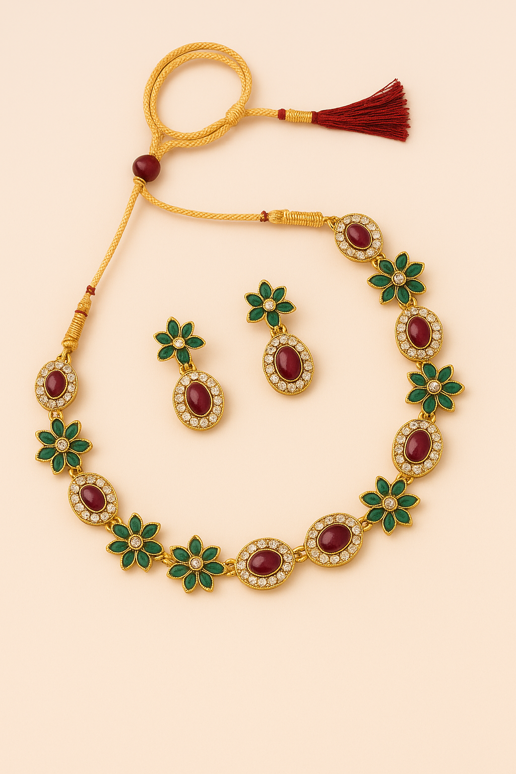 Ruby Green Necklace Set